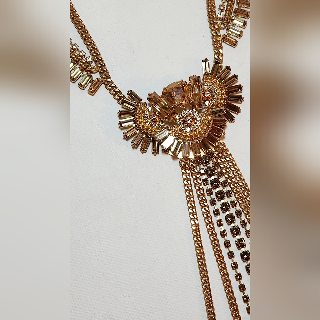 Henri Bendel Gold Amber Colored Statement Necklace 249$